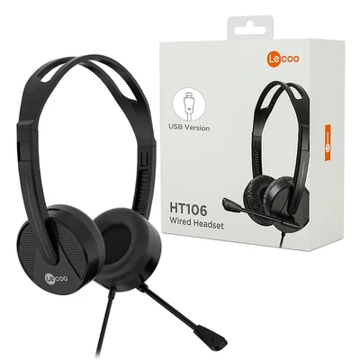 Headset Lecoo Ht106, Driver 40mm, USB, Omnidirecional, Preto
