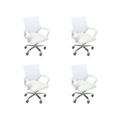 Kit 4 Cadeiras De Escritório Oficial Webshop Begonia, Mesh, Suporta 120 kg, Ergonômica, Branco