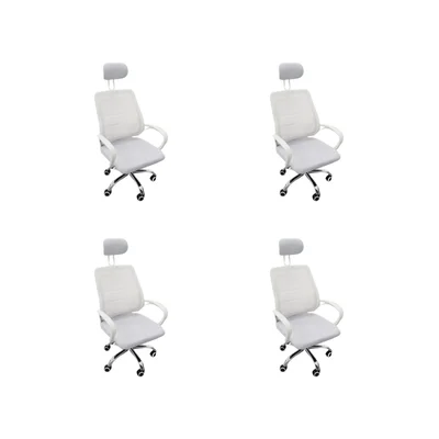 Kit 4 Cadeiras Escritório Oficial Webshop Diretor, Suporta 120 kg, Mesh, Branco