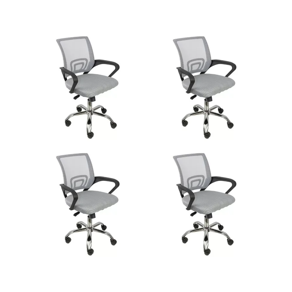 Imagem 1 de 5 do produto Kit 4 Cadeiras De Escritório Oficial Webshop Begonia, Suporta 120 kg, Mesh, Ergonômica, Cinza