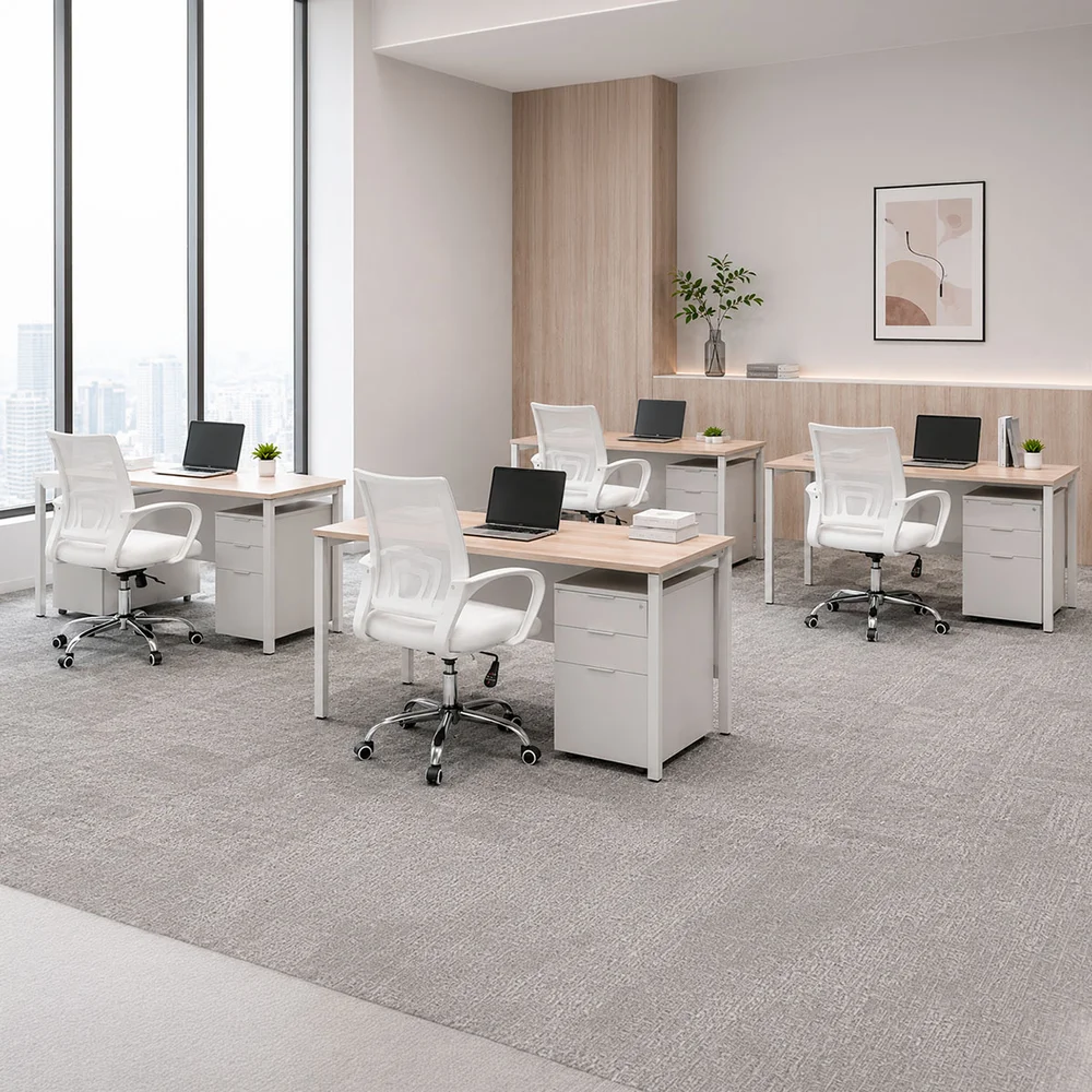 Imagem 3 de 5 do produto Kit 6 Cadeiras De Escritório Oficial Webshop Begonia, Suporta 120 kg, Mesh, Ergonômico, Branco