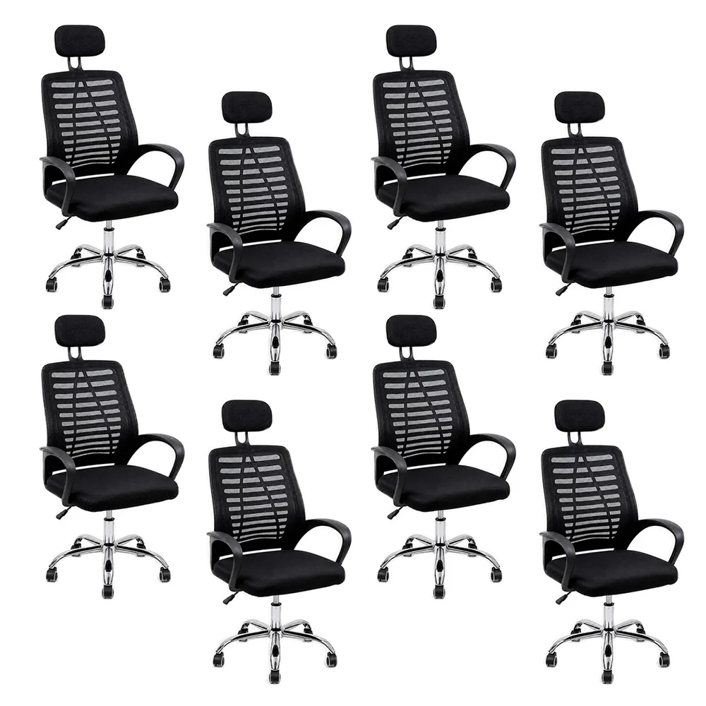 Imagem 4 de 5 do produto Kit 6 Cadeiras Escritório Oficial Webshop Diretor, Suporta 120 kg, Tela Mesh, Encosto De Cabeça