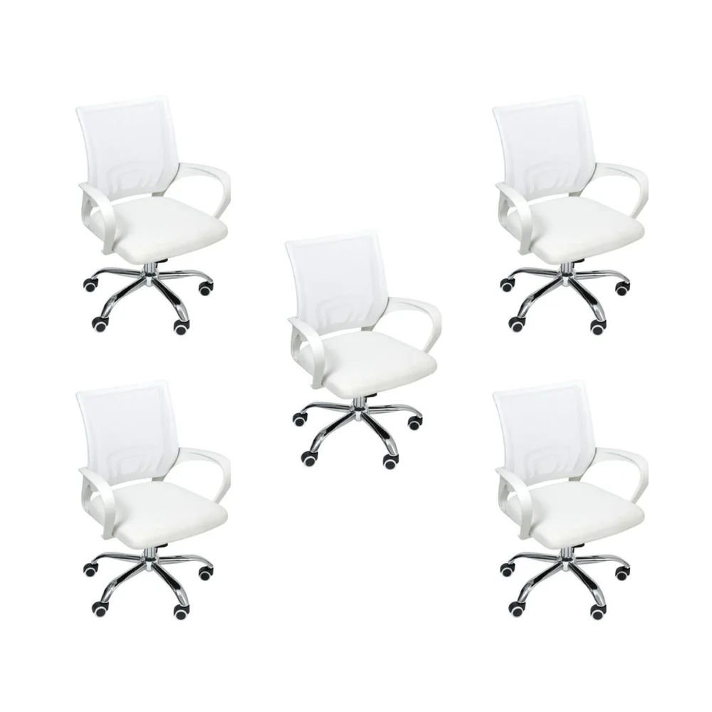 Imagem 1 de 5 do produto Kit 5 Cadeiras De Escritório Oficial Webshop Begonia, Suporta 120 kg, Mesh, Ergonômico, Branco