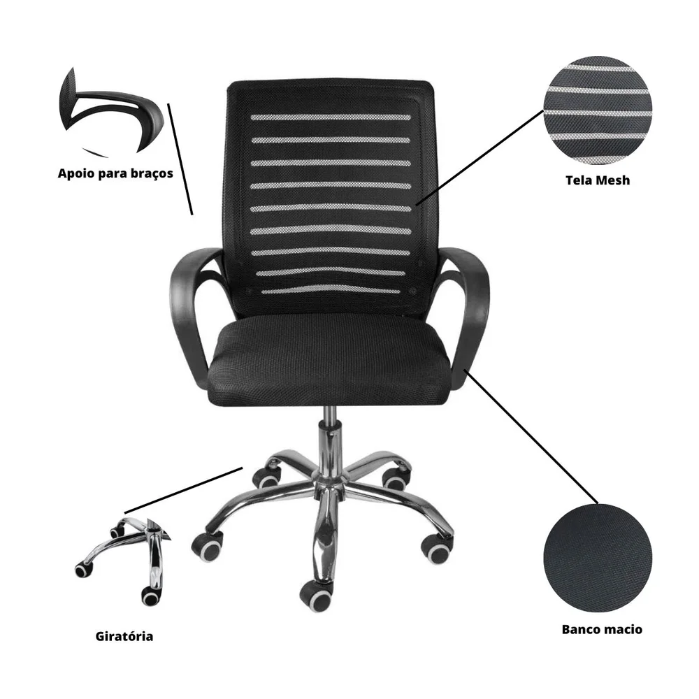 Imagem 3 de 3 do produto Cadeira de Escritório Secretaria Diretor Webshop Roma, Até 120KG, Ergonômica