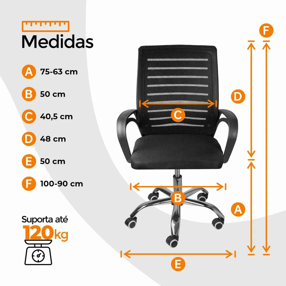 Kit 4 Cadeiras De Escritório Oficial Webshop, Secretaria Diretor Roma, Suporta 120Kg, Ergonômica