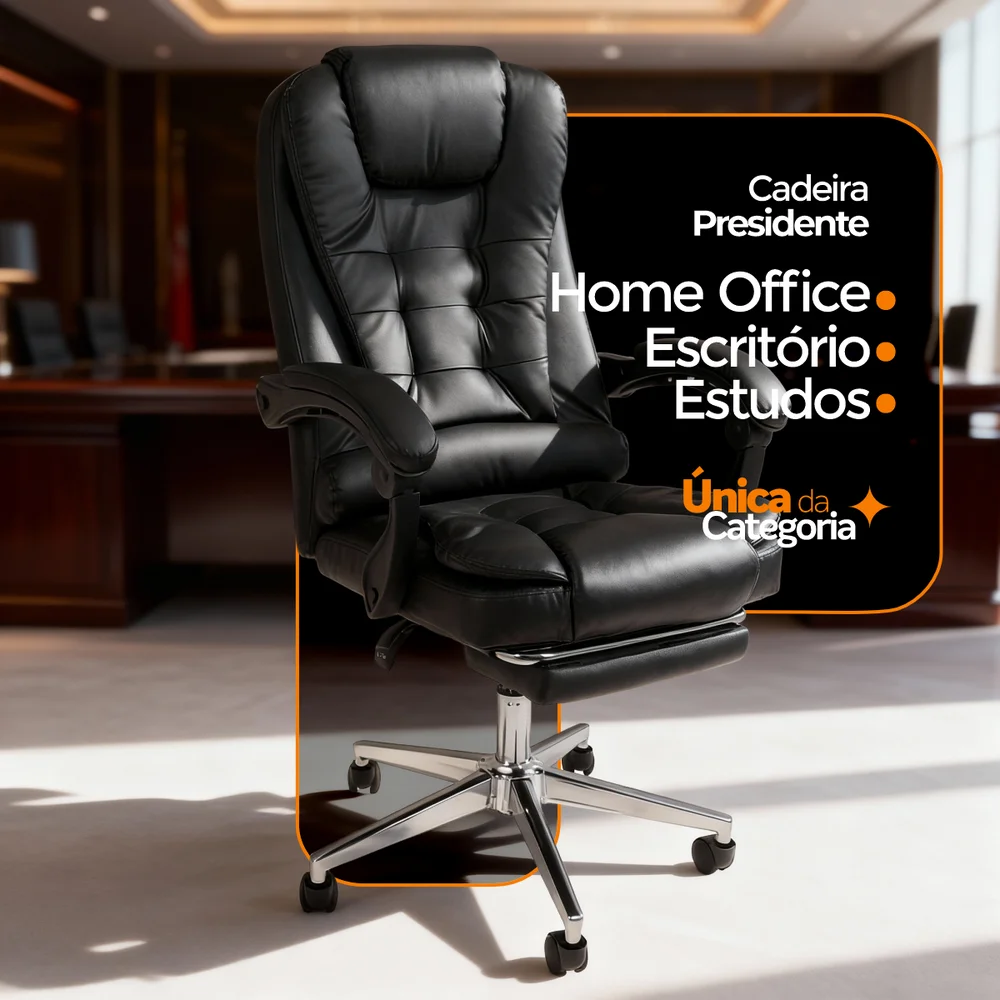 Imagem 2 de 5 do produto Kit 2 Cadeiras Presidente Oficial Webshop, Suporta 120 kg, Ergonômica, Preto