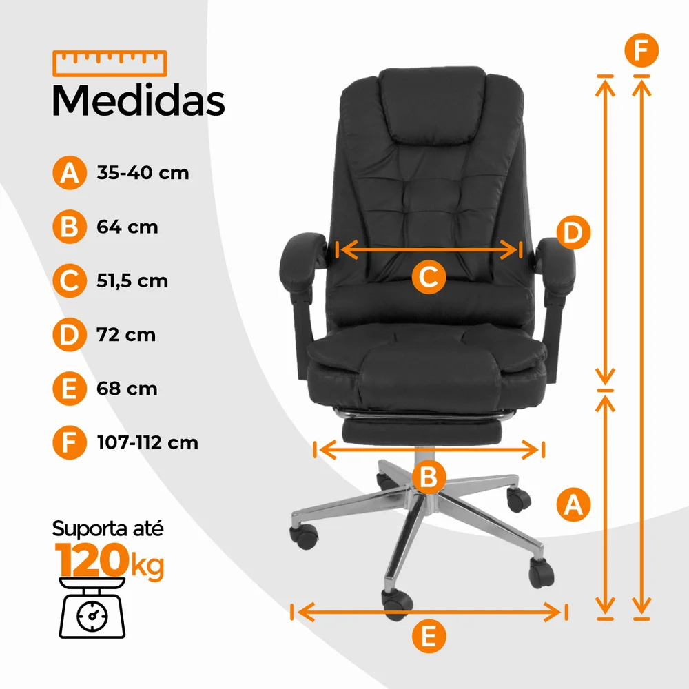 Imagem 5 de 5 do produto Kit 2 Cadeiras Presidente Oficial Webshop, Suporta 120 kg, Ergonômica, Preto