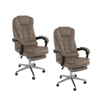Kit 2 Cadeiras Presidente Oficial Webshop, Suporta 120 kg, Ergonômica, Bege