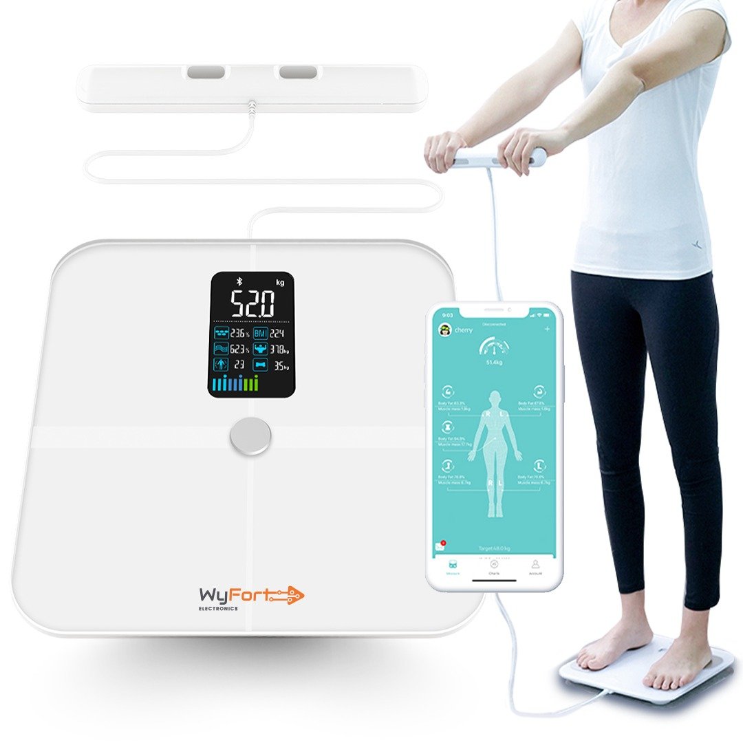 Balança Bioimpedância Wyfort Electronics, Smart, 8 Sensores, Com Display Va, Wf04