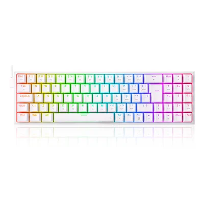 Teclado Mecanico Gamer Redragon Pollux, RGB, Branco, Switch Blue,  ABNT2 - K628-rgb-w