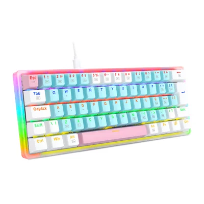 Teclado Mecanico Gamer Akali Rainbow, Switch Brown Redragon K642r-pbw Rosa, Azul E Branco