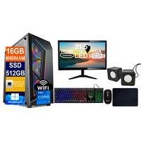 Pc Gamer Completo Tech Power, Intel Core I7-10700, 16GB DDR4, SSD 512GB M.2  NVMe, Windows 11 Pro + Monitor 21.5p + Teclado E Mouse