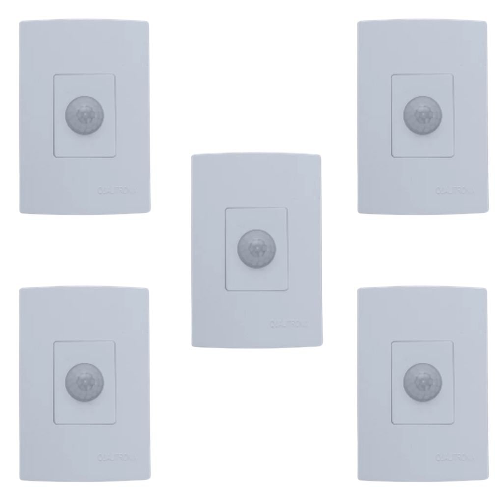 Kit 5x Sensor De Presença Qualitronix, Embutir Sem Chave, Lente 180º, 6 Funções - Qi2mb