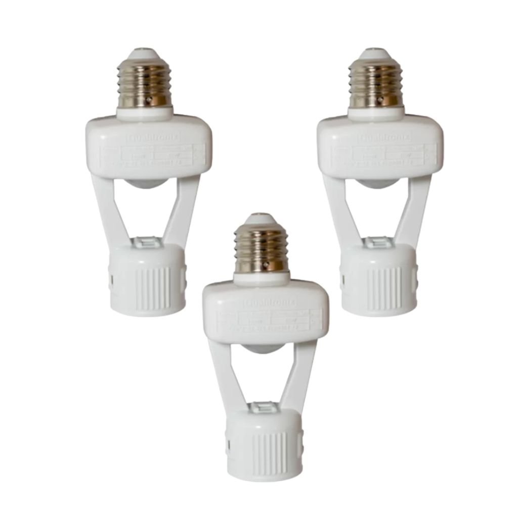 Kit 3x Sensor De Presença Qualitronix, Lâmpada E27, Lente 360º, 6 Funções - Qa17m