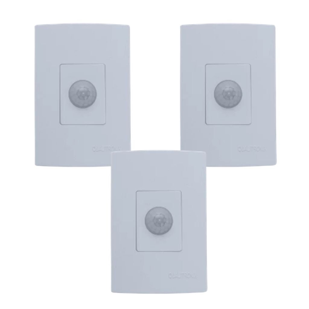 Kit 3x Sensor De Presença Qualitronix, Embutir Sem Chave, Lente 180º, 6 Funções - Qi2mb