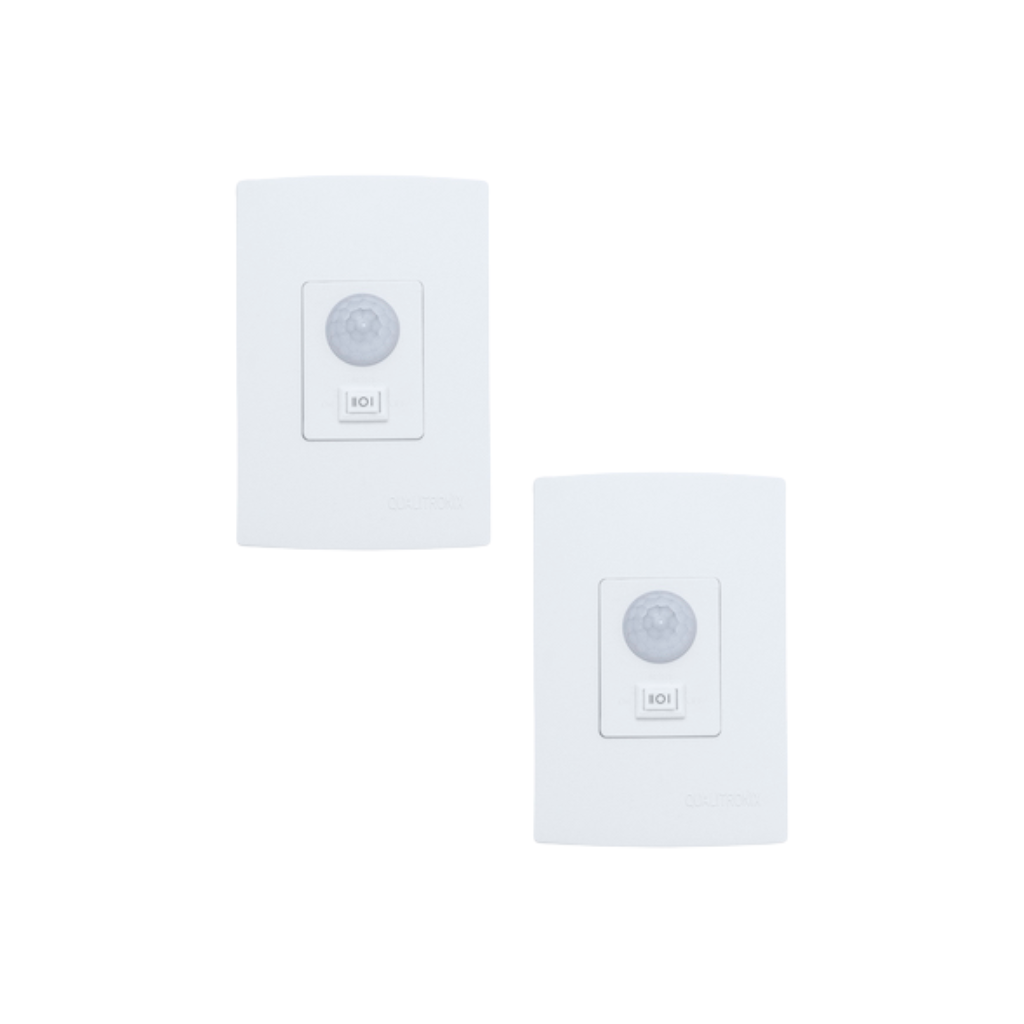 Kit 2x Sensor De Presença Qualitronix, Embutir Com Chave, Lente 180º, 6 Funções - Qi6mb
