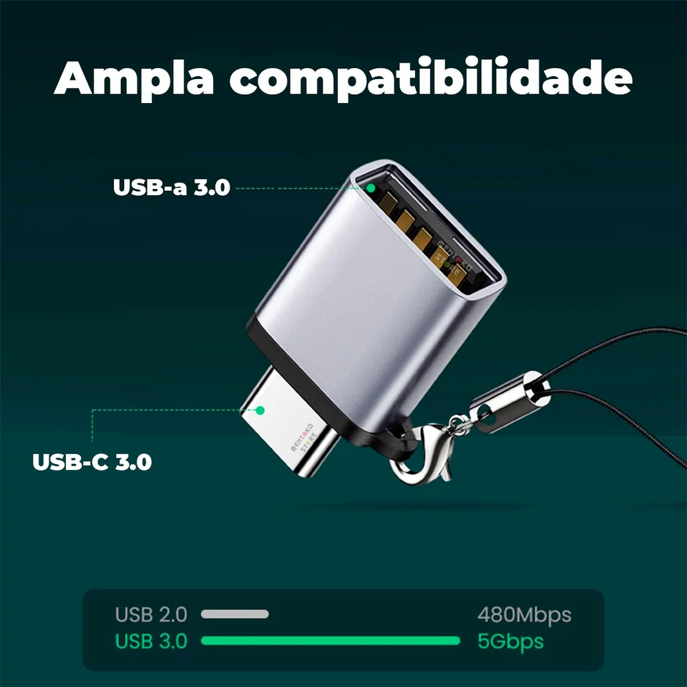 Imagem 4 de 5 do produto Adaptador Conversor USB A Para USB C 3.0, Note Cell - Ugreen