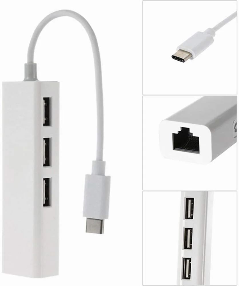 Imagem 2 de 5 do produto Adaptador Hub USB-c Com Ethernet 100 Mbps E 3 Portas USB 2.0