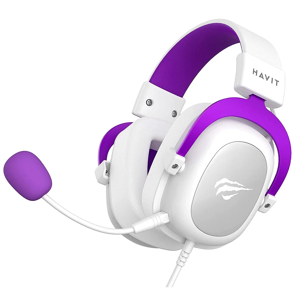 Imagem 2 de 5 do produto Headset Gamer Havit Hv-H2002d, Drivers 53mm, Conector P2, Roxo E Branco.
