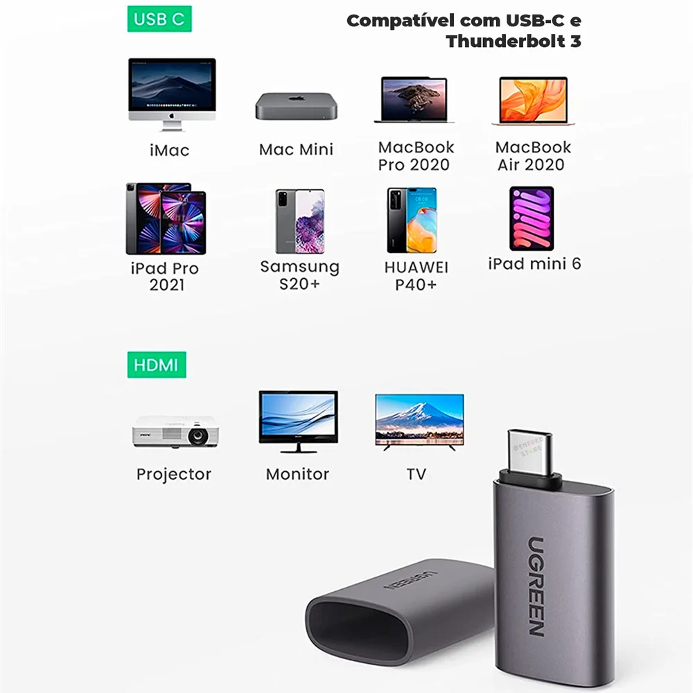 Imagem 3 de 5 do produto Adaptador Conversor USB C X HDMI 4K, Celular Notebook - Ugreen