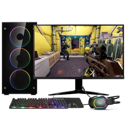 PC Gamer Completo Amd Ryzen 7 5700g, Gráficos Radeon Vega 8, 16gb Ddr4, SSD Nvme 512gb, Fonte 600w 80 Plus, Monitor 24" 75hz, Skill RGB - Sr-024