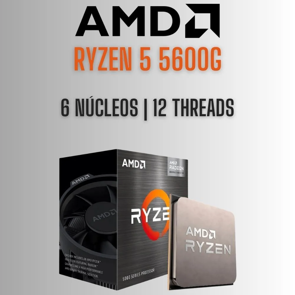 PC Gamer Completo Amd Ryzen 5 5600g, Gráficos Radeon Vega 7, 16gb Ddr4, SSD 512gb, Fonte 500w, Monitor 24" 75hz, Force - 3f-018 - view 3