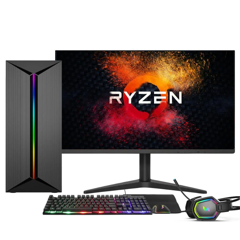PC Gamer Completo Amd Ryzen 5 5600g, Gráficos Radeon Vega 7, 16gb Ddr4, SSD 256gb, Fonte 500w, Monitor 21.5" 75hz, Balão.info Force - 3f-013