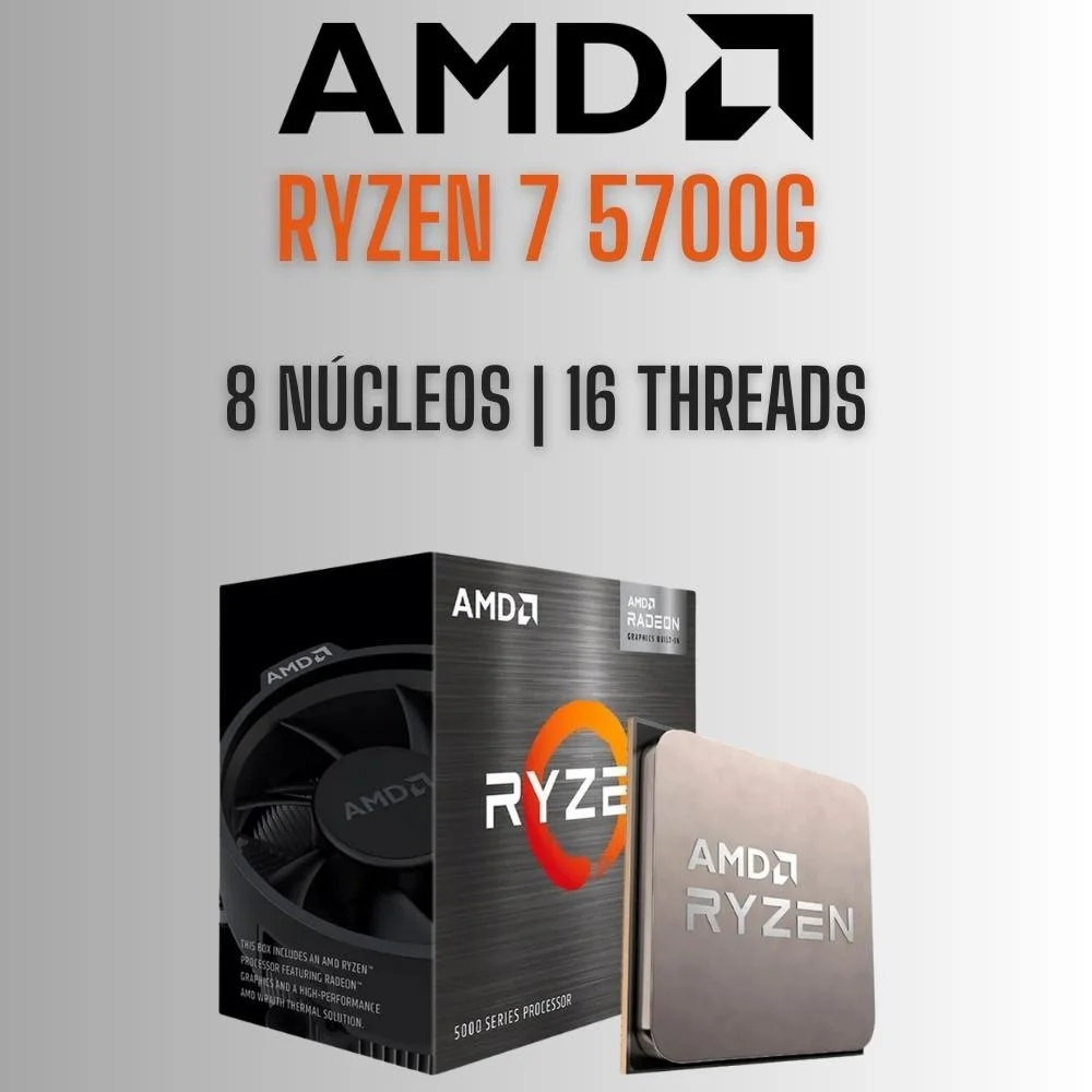 PC Gamer Completo Amd Ryzen 7 5700g, Gráficos Radeon Vega 8, 16gb Ddr4, SSD 512gb, Fonte 500w, Monitor 24" 75hz, Force - 3f-024 - view 5