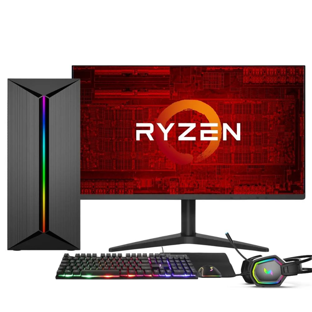 PC Gamer Completo Amd Ryzen 7 5700g, Gráficos Radeon Vega 8, 16gb Ddr4, SSD 512gb, Fonte 500w, Monitor 24" 75hz, Balão.info Force - 3f-020