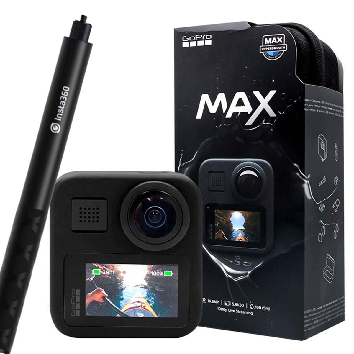 Câmera Gopro Max 360 Graus + Bastão De Selfie Invisível