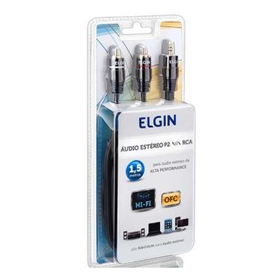 Cabo P2 Elgin, P2 Macho, 2 RCA - Macho, Estéreo, 1,5 Metros