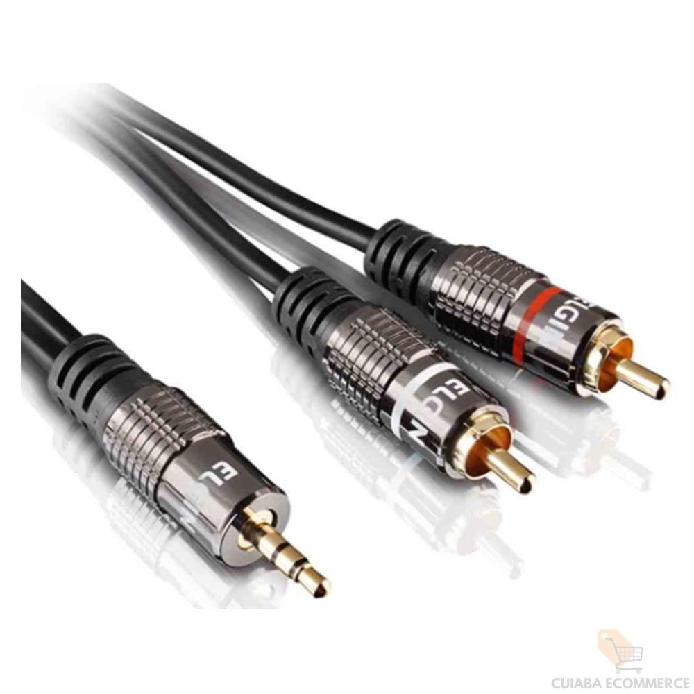 Imagem 2 de 2 do produto Cabo P2 Elgin, P2 Macho, 2 RCA - Macho, Estéreo, 1,5 Metros