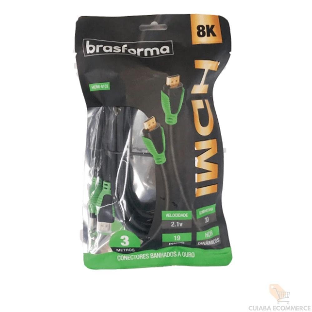 Imagem 2 de 2 do produto Cabo HDMI Macho X Macho, 2.1, 8k, HDR, 19 Pinos, Gold, 3,0 Metros