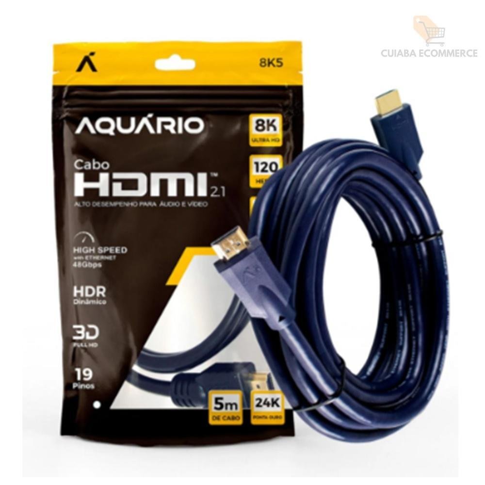 Imagem 2 de 2 do produto Cabo HDMI Macho X Macho 2.1, 8k, 19 Pinos, Ultra, 5 metros