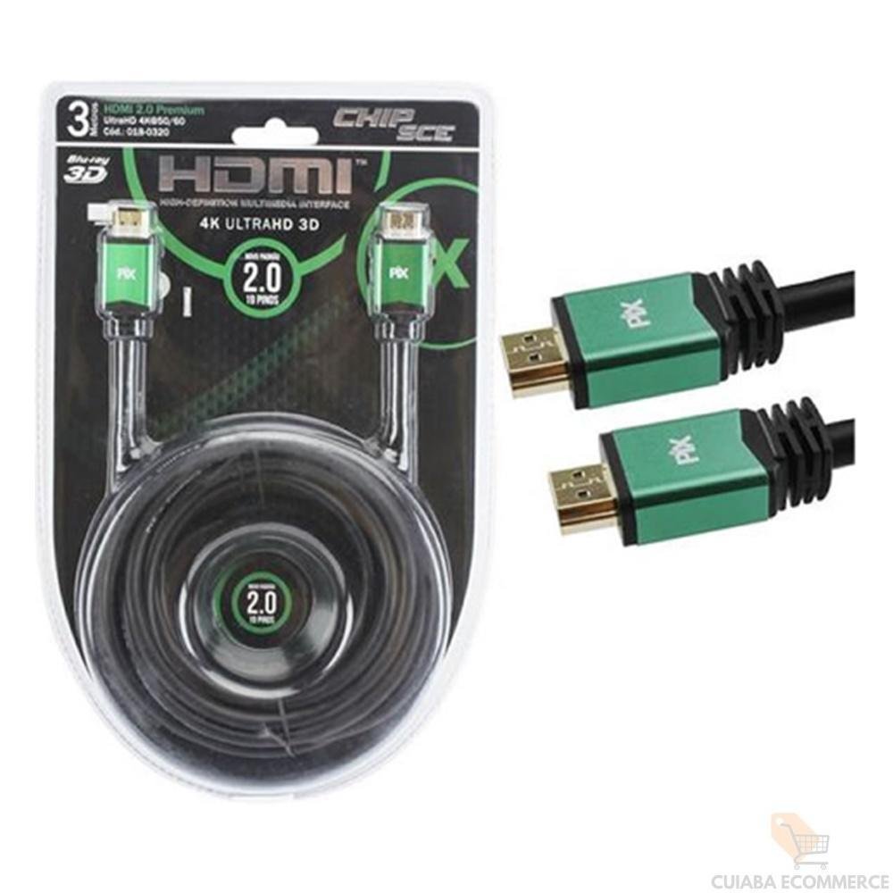 Imagem 2 de 2 do produto Cabo HDMI Macho X Macho 2.0, 4k Premium, 3 Metros