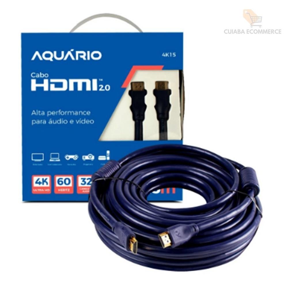 Imagem 2 de 2 do produto Cabo HDMI  2.0, 4k, 19 Pinos, Ultra HD, 15m, Conectores Folheado