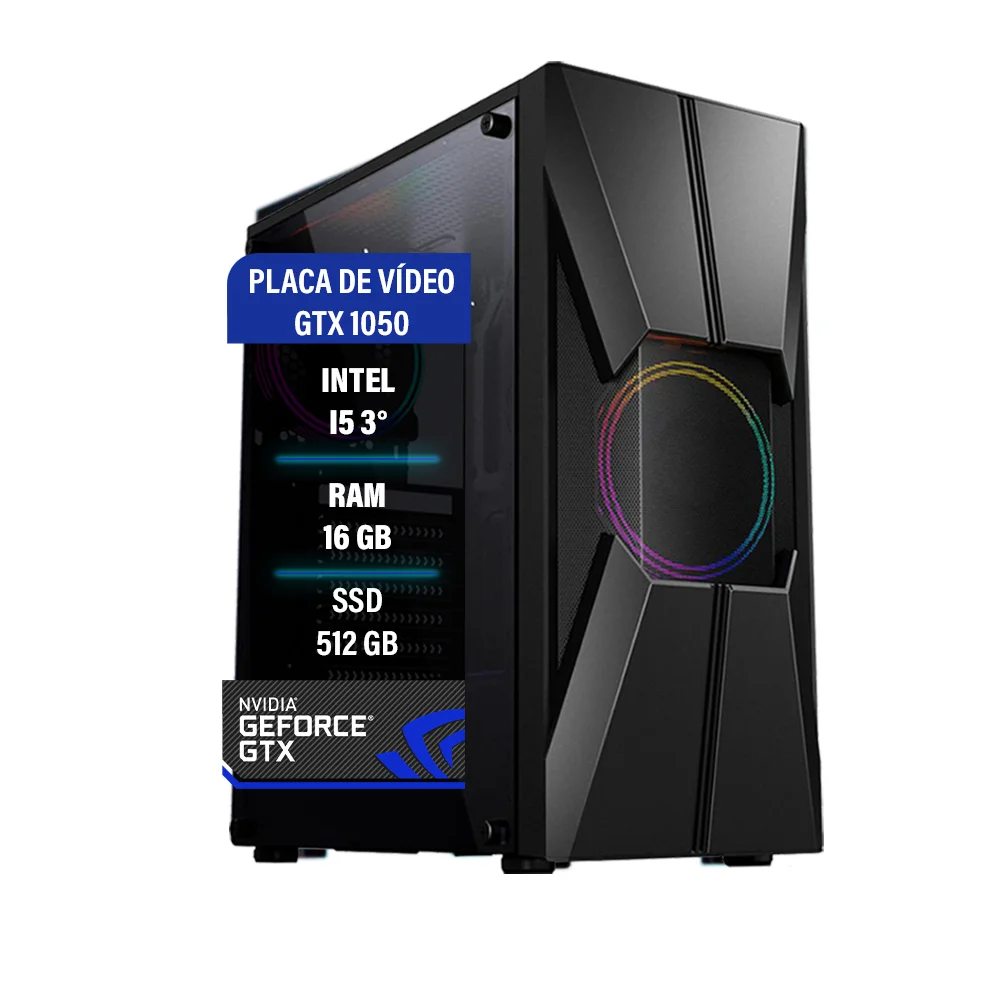 PC Gamer I5 3° Gtx 1050, Memória 16GB, SSD 512GB, Fonte 500w