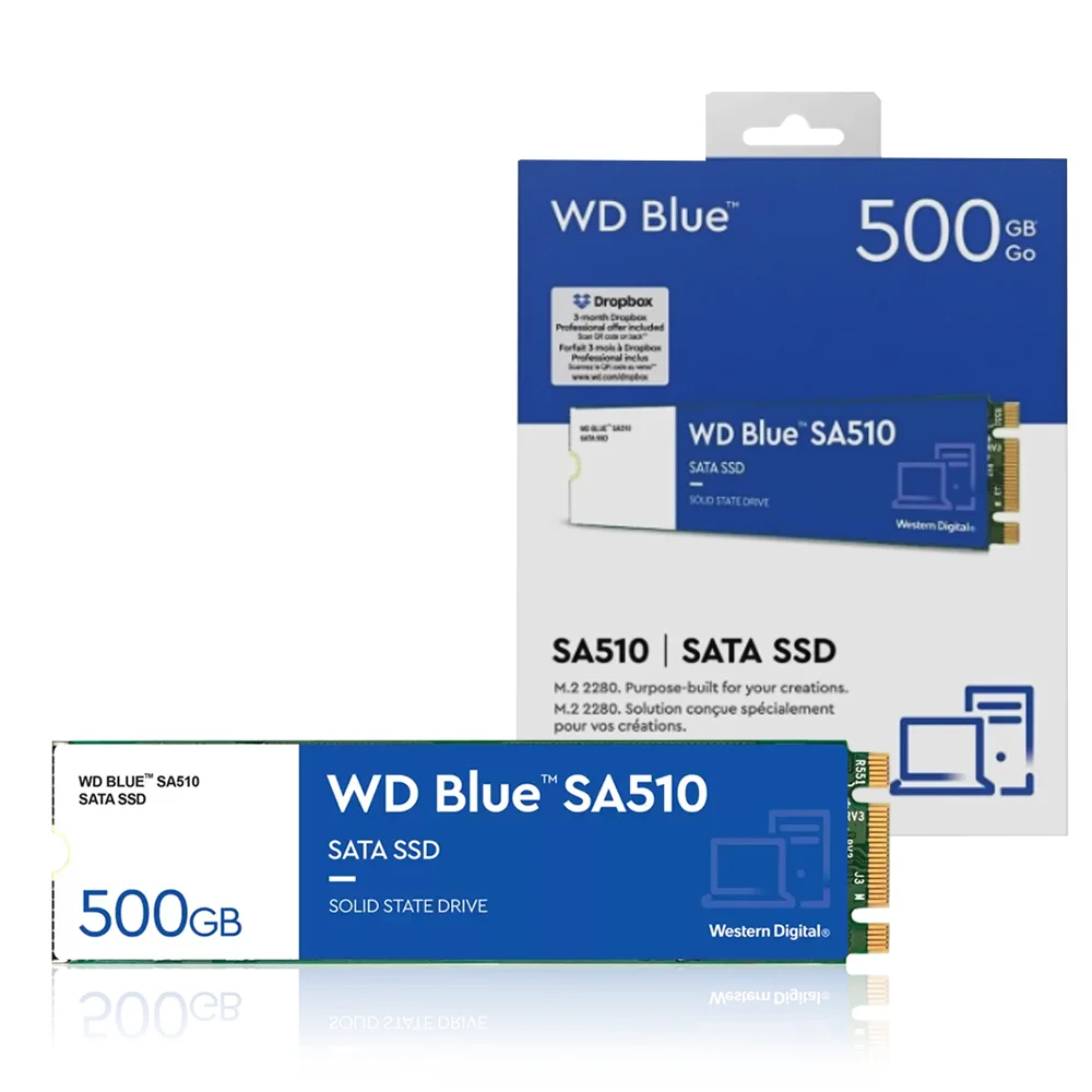 SSD WD 500GB SATA 3 M.2, 560mb/s Leit 510mb/s Grav Wdblue, Wds500g3b0b