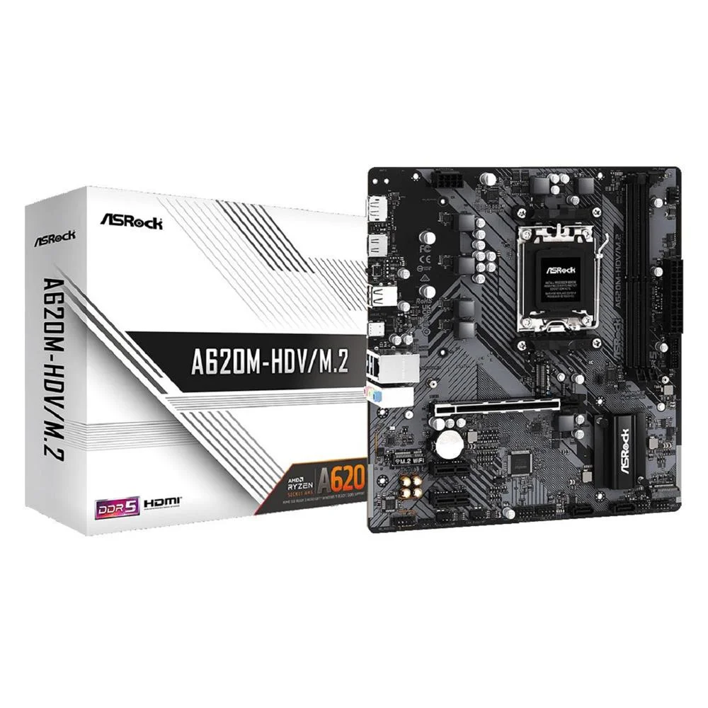 Placa-Mãe Asrock A620m-HDV/M.2, AMD AM5, M-ATX, DDR5, Chipset A620 4