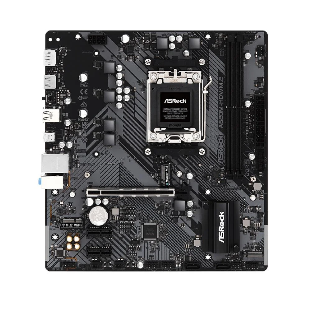 Imagem 3 de 5 do produto Placa-Mãe Asrock A620m-HDV/M.2, AMD AM5, M-ATX, DDR5, Chipset A620