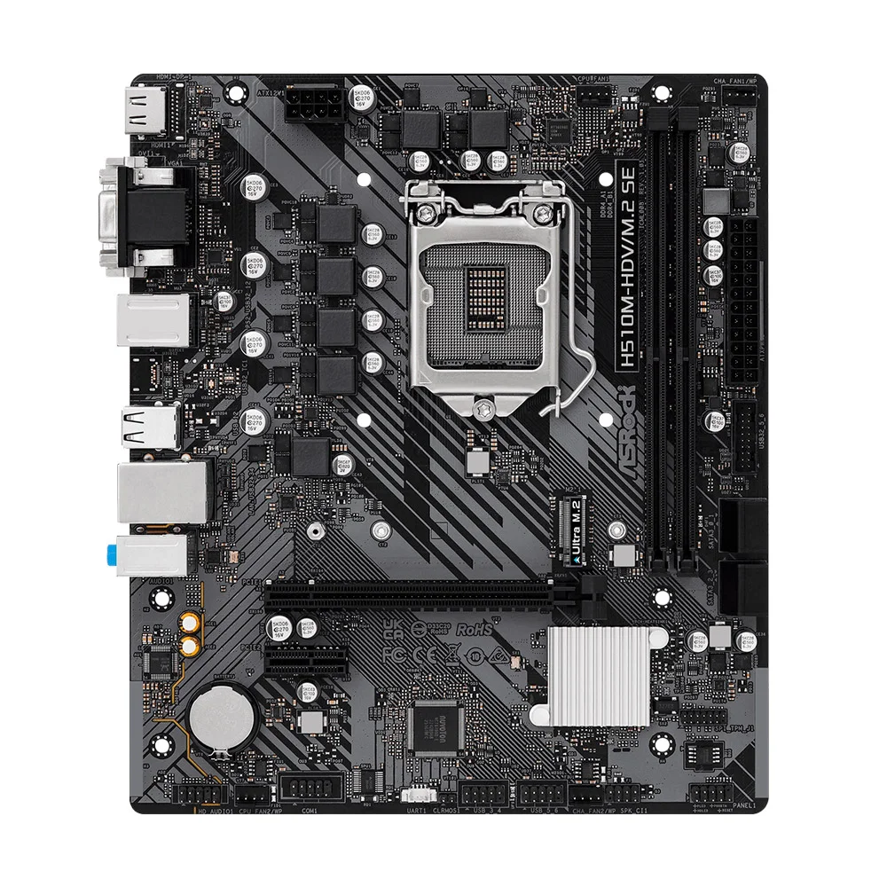 Imagem 3 de 5 do produto Placa Mae Asrock Intel 1200 H510m Hdv M.2 Se, 2xddr4, HDMI/DVI/VGA, 11 H510m-hdv/m.2 Se
