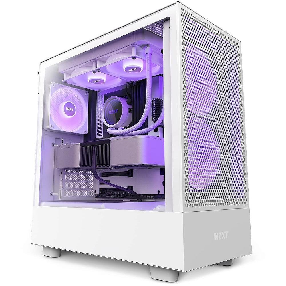 Gabinete Nzxt H5 Flow RGB Branco Midtower KaBuM