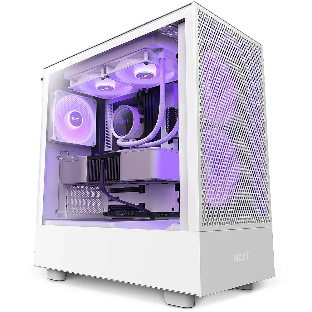 Gabinete Nzxt H5 Flow RGB, Branco, Mid-tower, Lateral Em Vidro
