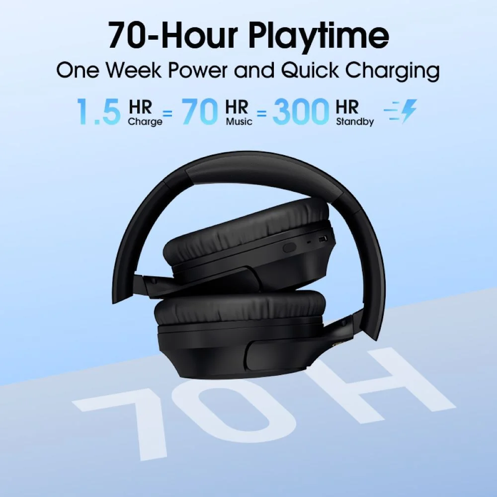 Headphone Sem Fio Qcy Melobuds H2 Pro, Bluetooth, Multiponto, Entrada Para Cabo P2, Preto