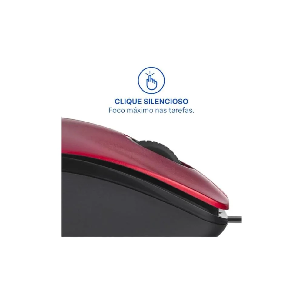 Imagem 4 de 5 do produto Mouse Com Fio Mf400, Clique Silencioso, Conexão USB, 1200dpi, Cabo De 180cm, 3 Botões, Vermelho Multi - Mo390