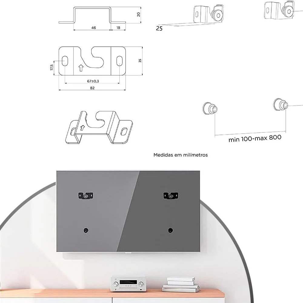 Suporte Fixo Para Tv LG/Oled/Samsung/Tcl, De 13 Até 70 Polegadas