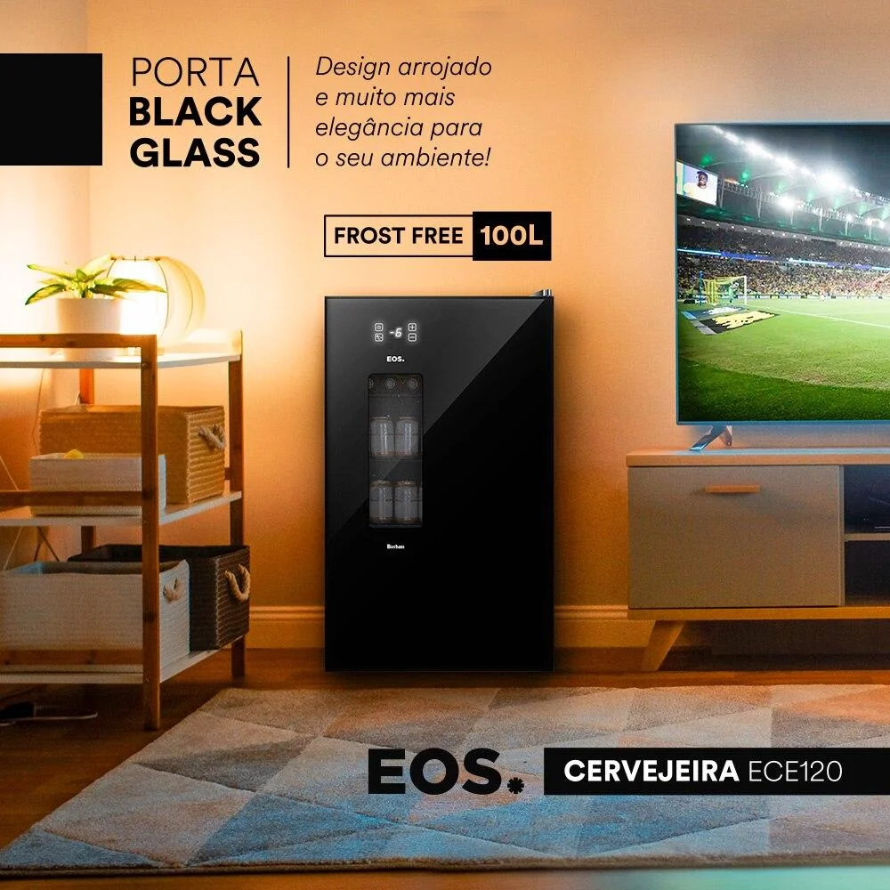 Imagem 3 de 5 do produto Cervejeira Eos Bierhaus Black Glass, 100 Litros, Frost Free - Ece120