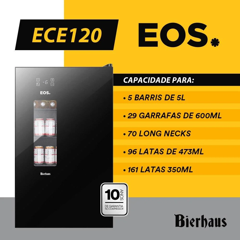Imagem 5 de 5 do produto Cervejeira Eos Bierhaus Black Glass, 100 Litros, Frost Free - Ece120