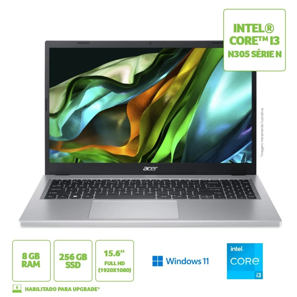 Notebook Acer Aspire 3 156 i3 256 Gb KaBuM