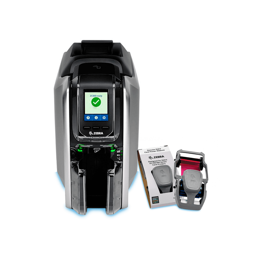 Imagem 3 de 5 do produto Kit Zebra Ribbon Ymcko 800300-252br + Impressora Zc300, Ethernet